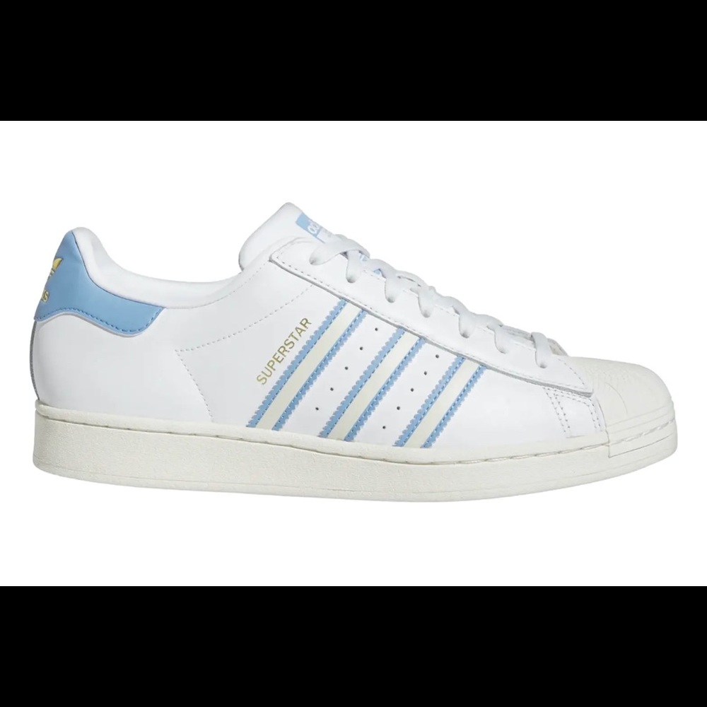 ADIDAS SUPERSTAR white with blue stripes 7.5 size